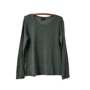 Monrow Womens Hunter Green Crewneck Relaxed Pullover Sweatshirt Size Large